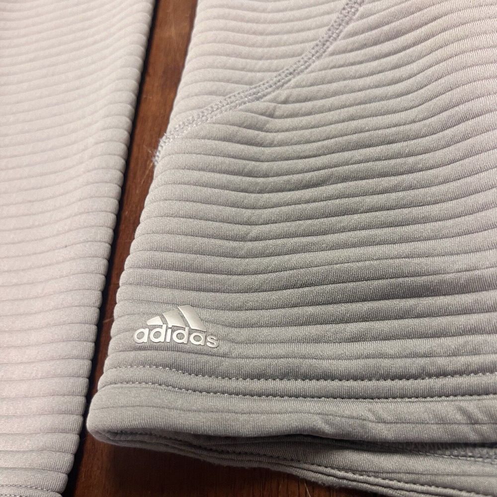Adidas Jacket Womens Large Gray Ribbed Zip Up Outdoors Run Workout Thumb Holes - Picture 3 of 9
